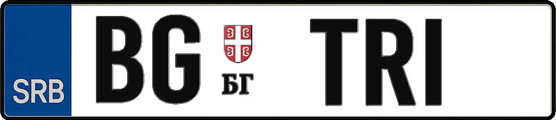 registarska auto tablica bg-tri