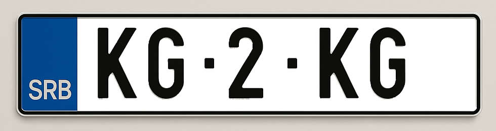 registarska auto tablica kg-2-kg