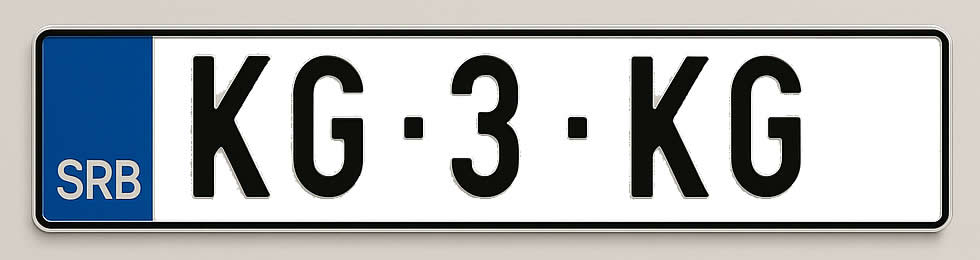 registarska auto tablica kg-3-kg