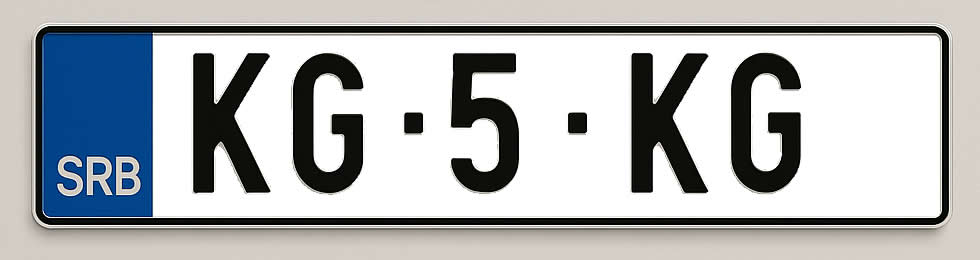 registarska auto tablica kg-5-kg